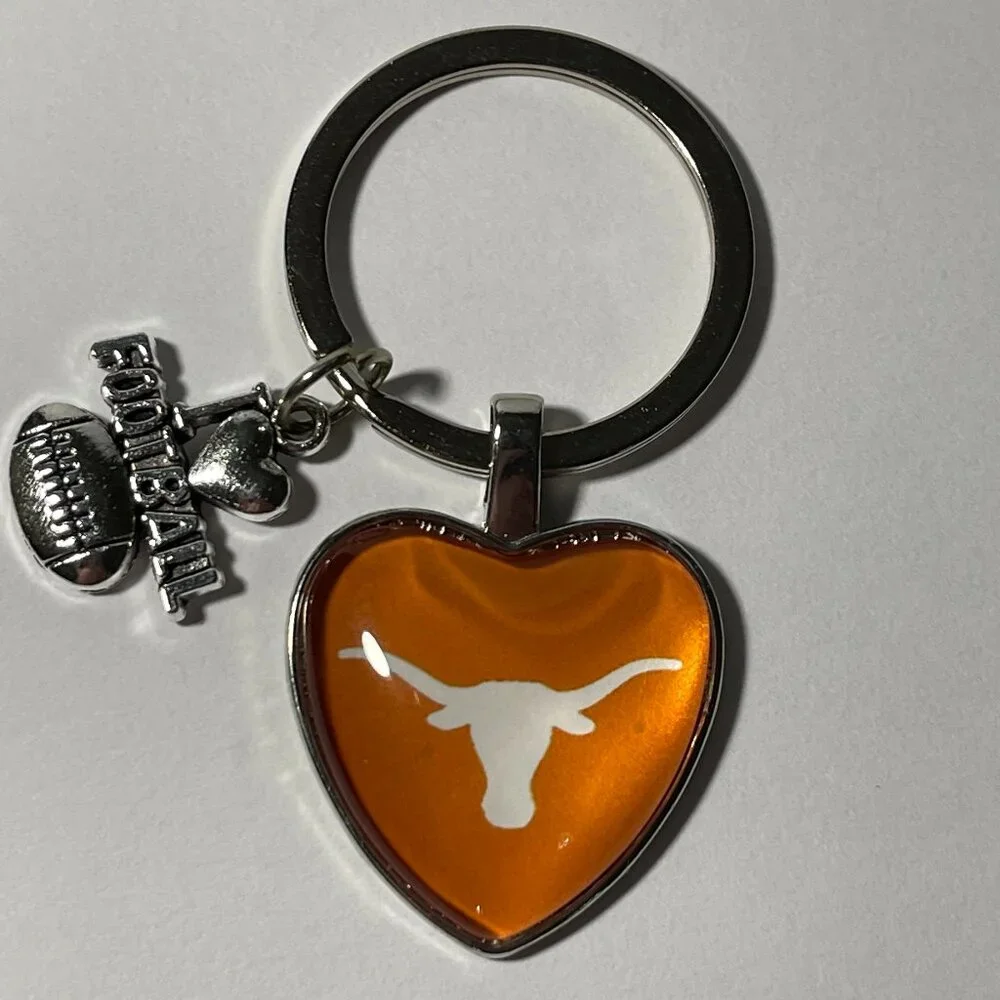 Texas Longhorns NCAA I Love Football Keychain NEW!!
